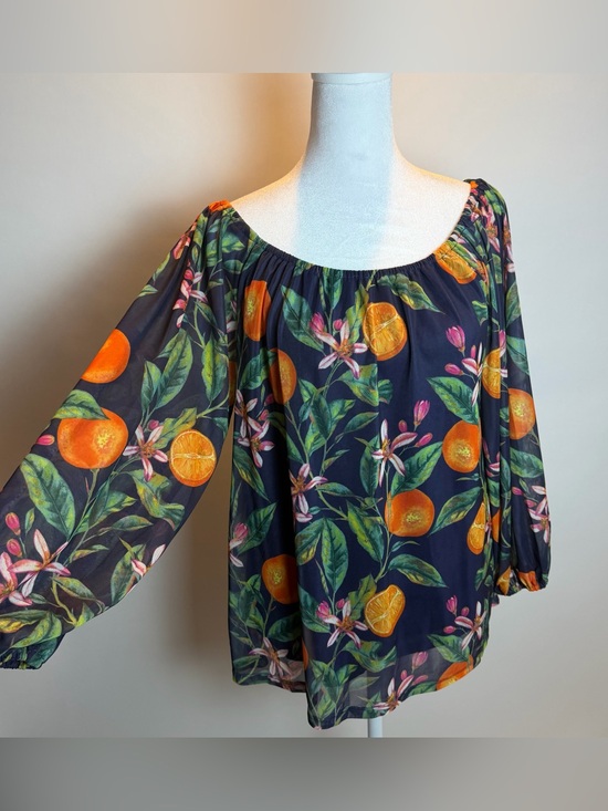 G by Giuliana Tops - G by Giuliana Navy Top with Citrus and floral print